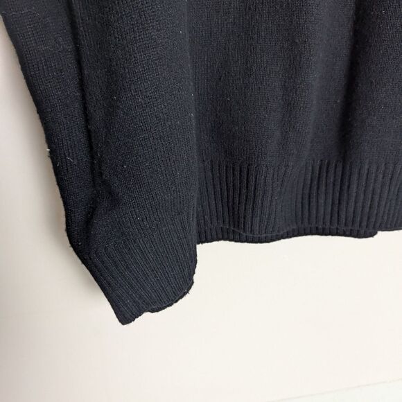 Gran Sasso Italy 100% Wool Sweater XL Black Gray 1/4 Button Front High Quality - Picture 9 of 9
